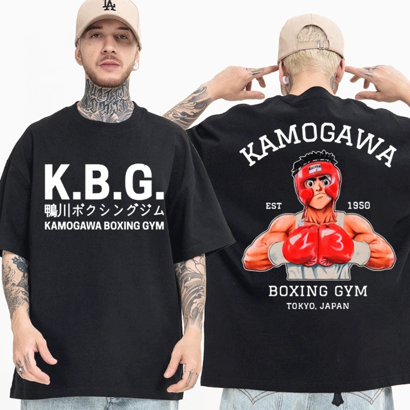 Hajime No Ippo: Kamogawa Boxing T-Shirt Makunouchi Takamura KGB Graphic Harajuku Streetwear