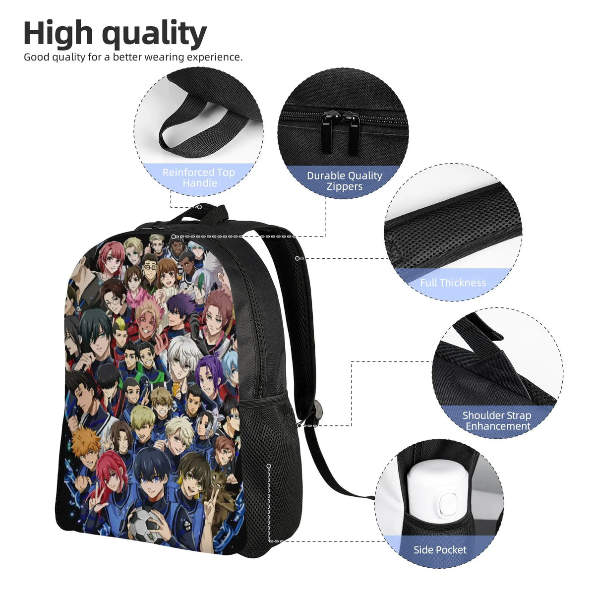 Blue Lock: Backpack for Men Women Teenage High School Hiking Travel Daypack Soccer Anime Laptop Computer Canvas Bags Durable