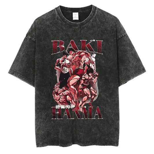 Baki Haman: Tshirts Harajuku Vintage 100% Cotton 2024 New Washed T Shirt For Men Hip Hop Streetwear Oversize T-shirt