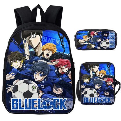 Blue Lock: Isagi Yoichi Backpack Shoulder Bag Pencil Case 3Pcs Set Waterproof Boys Girls Students School Bags Child Bookbag