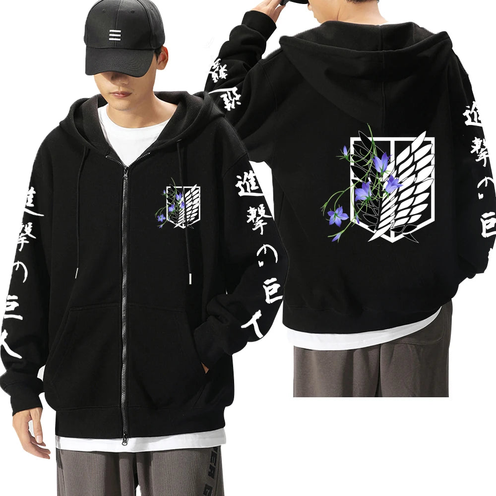 Attack On Titan: Levi Graphic Printed Hooded Plus Size Sweatshirt Harajuku Unisex Zipper Jacket
