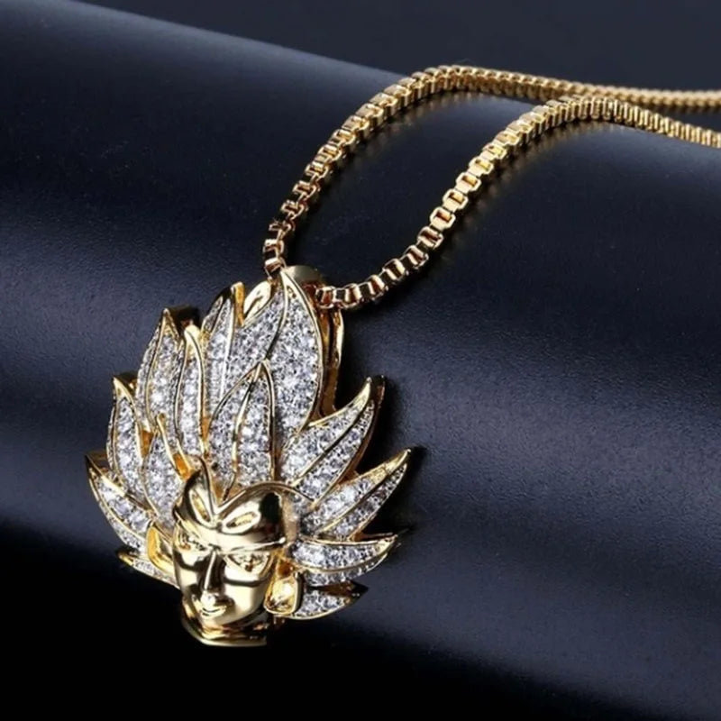 Dragon Ball Z: Super Saiyan Son Goku Alloy Electroplate Necklace Personality Pendant Hip Hop Sweater Chain Comic