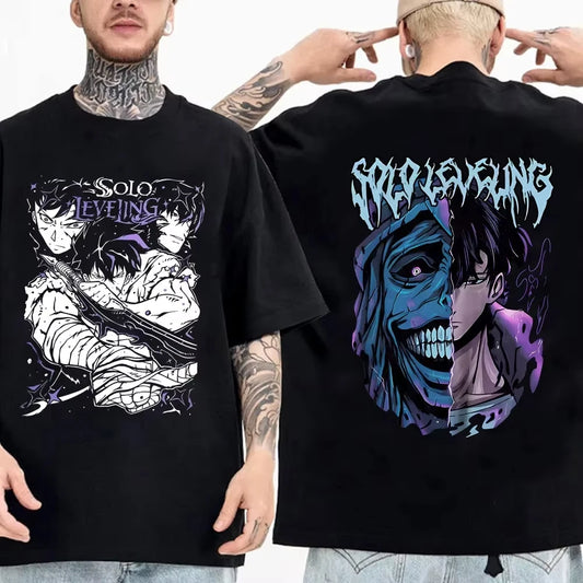 Solo Leveling: T Shirt Men Sung Jinwoo Graphic Tees Harajuku Short Sleeve