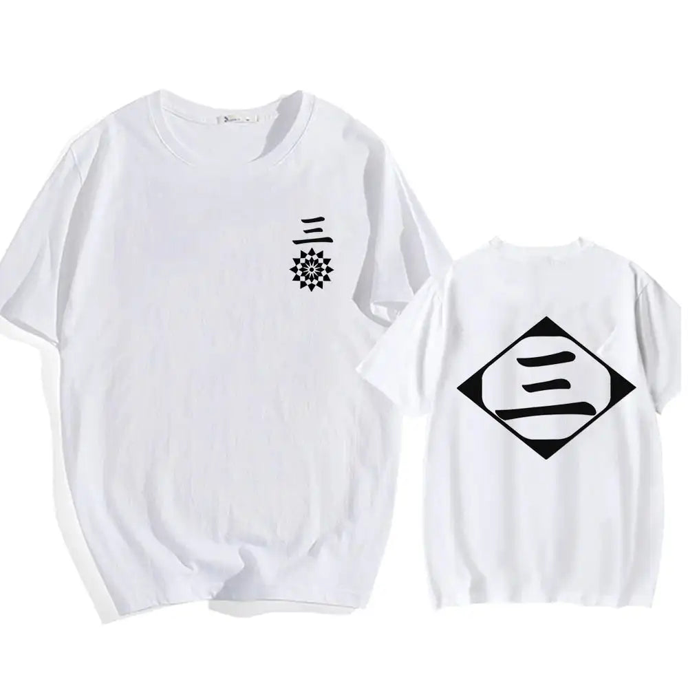 Bleach: Soul Society  Print T-shirt  Oversized Casual Cotton Black and White Short Sleeves Men's Clothing