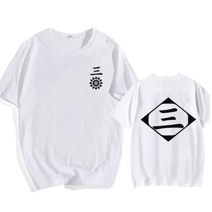 Bleach: Soul Society  Print T-shirt  Oversized Casual Cotton Black and White Short Sleeves Men's Clothing