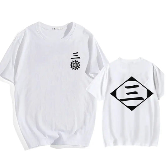 Bleach: Soul Society  Print T-shirt  Oversized Casual Cotton Black and White Short Sleeves Men's Clothing