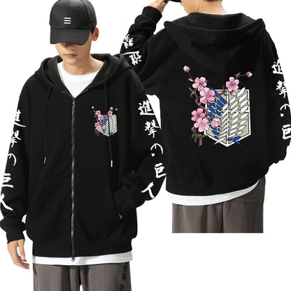 Attack On Titan: Levi Graphic Printed Hooded Plus Size Sweatshirt Harajuku Unisex Zipper Jacket