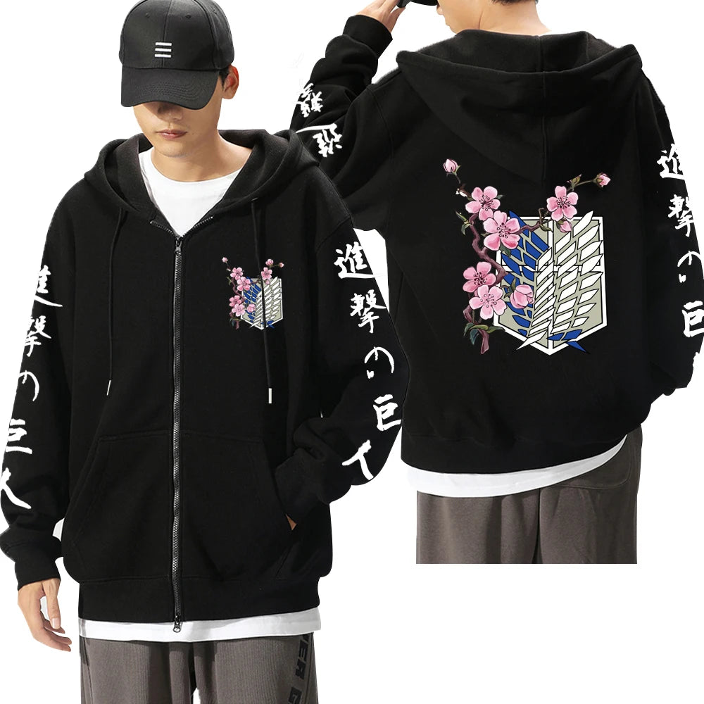 Attack On Titan: Levi Graphic Printed Hooded Plus Size Sweatshirt Harajuku Unisex Zipper Jacket