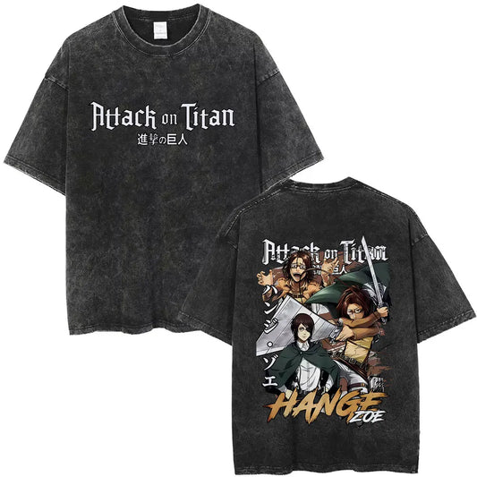 Attack on Titan: Men Women Cartoon Manga Merch Tshirt Men's Oversized T Shirts Washed Vintage Anime Attack on Titan Reiner Braun Graphic T-shirts