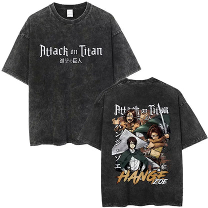Attack on Titan: Men Women Cartoon Manga Merch Tshirt Men's Oversized T Shirts Washed Vintage Anime Attack on Titan Reiner Braun Graphic T-shirts