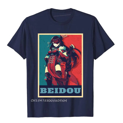 Genshin Impact: Beidou Hope Gene Premium Cotton Printing Tops T Shirt Faddish Men's Top T-Shirts Slim Fit