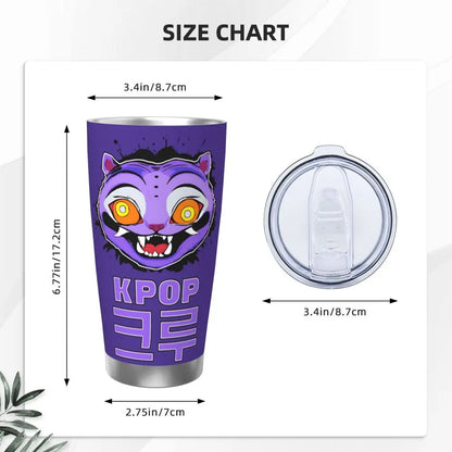 KPop Demon Hunters - Derpy  Insulated Tumbler with Lid Vacuum Thermal Mug Outdoor Travel Car Bottle Cup, 20oz