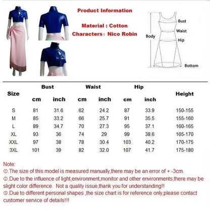 One Piece: Anime une pièce Nico Robin Cosplay Costume haut et Wrap Skirfor femmes une pièce Anime Nico Robin tenue robe