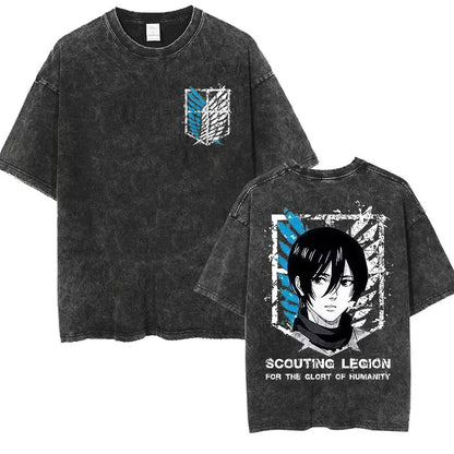 Attack on Titan: Men Women Cartoon Manga Merch Tshirt Men's Oversized T Shirts Washed Vintage Anime Attack on Titan Reiner Braun Graphic T-shirts