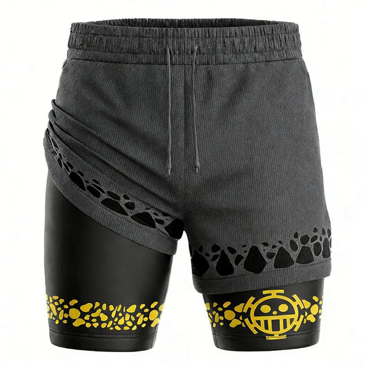 One Piece: Mesh Double-layer Shorts Streetwear Anime Summer 2026 New Y2k Casual Running Gym Workout Quick-drying Pants