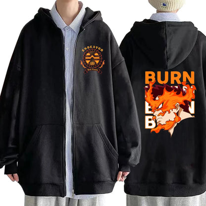 My Hero Academia: Zipper 2022 Harajuku Todoroki Enji Endeavor Gothic Sweatshirt hoodie Long Sleeve Y2K Jacket