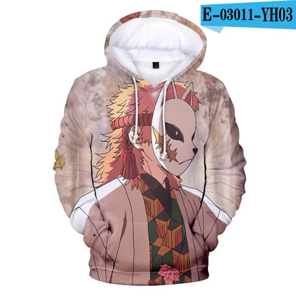 Demon Slayer: Kimetsu No Yaiba Hoodies Sweatshirts Black White Checkered Pattern Full Hoodies Casual