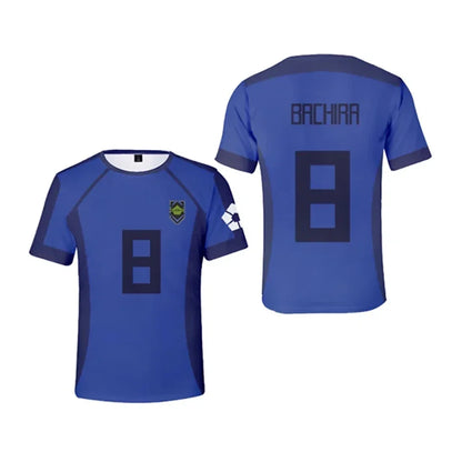 Blue Lock:  Anime Japanese Isagi Yoichi Football Jersey T-shirt Cosplay Hyoma Chigiri Meguru Bachira Tee Original Children Clothes