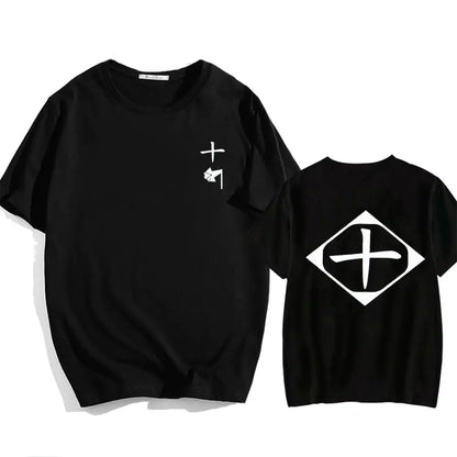 Bleach: Soul Society  Print T-shirt  Oversized Casual Cotton Black and White Short Sleeves Men's Clothing