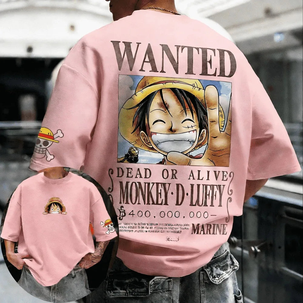 One Piece: T-shirt Men's Oversize Casual Cotton Printed Short-sleeved Unisex Children's Sports Shirt