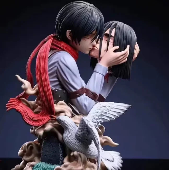 Attack On Titan: Anime Figures Eren Jaeger Mikasa Ackerman Action 22CM Statue One Last Kiss Model Collect Desk Decor Toys Gifts