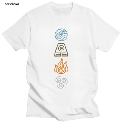 Avatar The Last Airbender: Tops Short Sleeve 100% Cotton Tshirts Black Hip Hop Camiseta