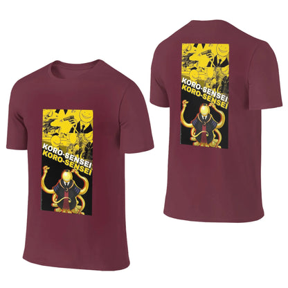Assassination Classroom: Octopus Koro Sensei Men T-Shirt Double Sided Plus Size T Shirts Men's O-Neck Cotton Tees Short Male