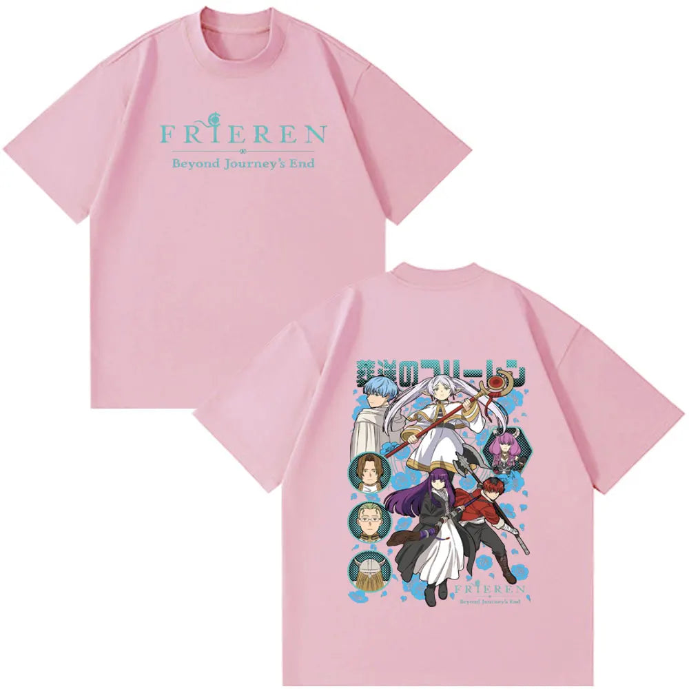 Frieren: Beyond Journey's End -- Frieren Fern Stark Himmel T-shirt Men Women Tee Tops Fashion Harajuku Cotton Casual T-shirts