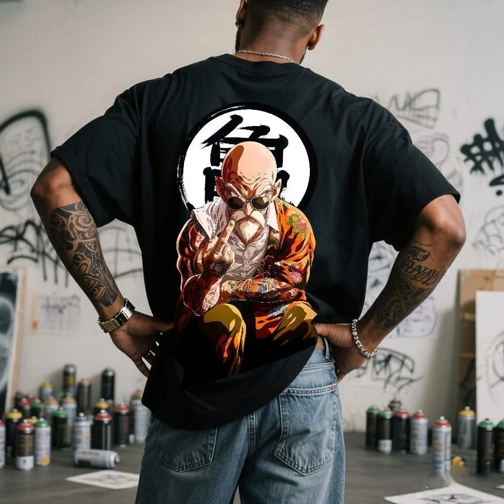 Dragon Ball: Summer Men's T-Shirt Anime Master Roshi Autumn Y2K Harajuku Boy Children's Parent-Child Trend Short Sleeve Winter