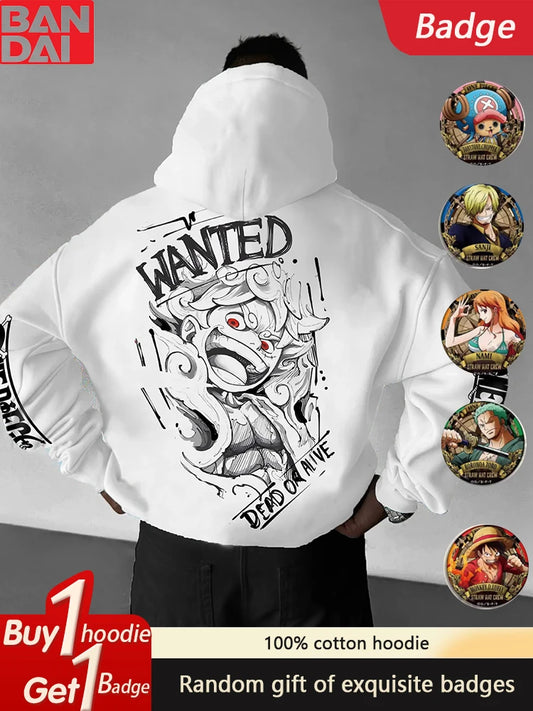 2025 Latest ONE PIECE Animation Hoodie Pure Cotton Casual Trend Sports Autumn and Winter Men's and Women's Hoodies