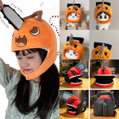Chainsaw Man: Head Cover Pochita 10cm Cotton Doll Stuffed Hood Toy Compatible with 17cm Figures Ideal Birthday Gift