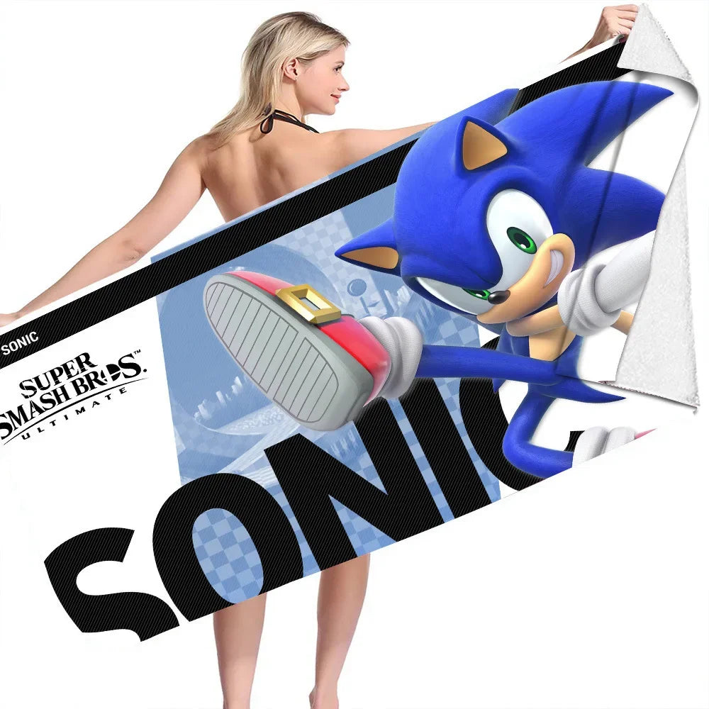 Sonic the Hedgehog: Beach Towel Beach Towel Quick Dry Absorbent Towel Fitness Bath Towel Adult Kids Holiday Gifts