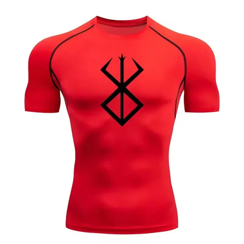 Berserk: Compression T-shirt Men Elastic Tight Sportswear Short-sleeved Gym Bodybuilding Quick-drying Sweatshirt Top S-3XL