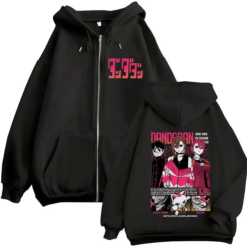 Dandadan: Turbo Granny Print Zipper Hoody Men Women Vintage Long Sleeve Fashion Zip Up Sweatshirt Coats Streetwear