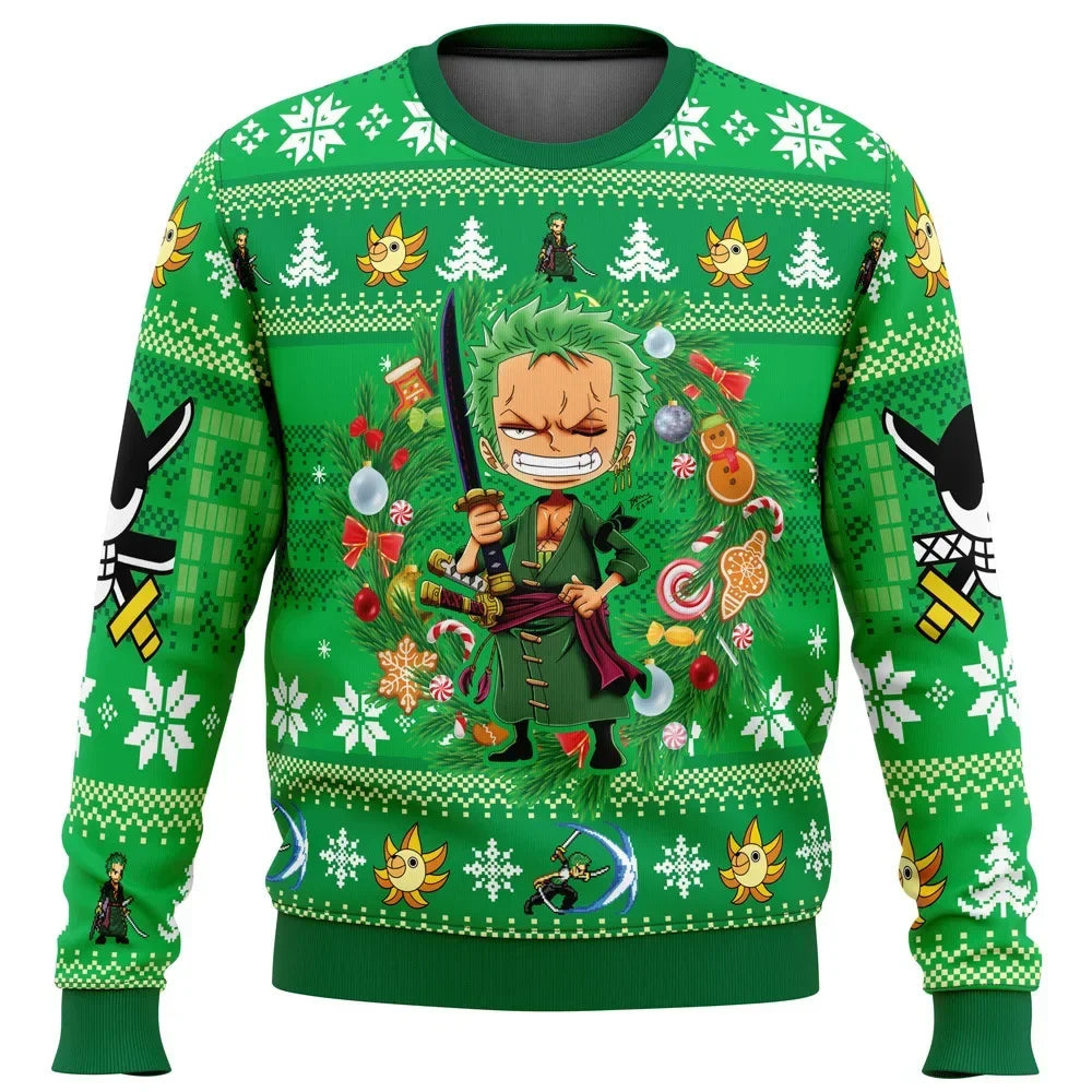 One Piece: Luffy Christmas One Piece Ugly Christmas Sweatshirt Cartoon Japan Anime Men Women Pullover Kawaii Tops Couple Hoodie