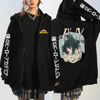My Hero Academia: Shouta Aizawa Cool Cartoon Men Zipper hoodies Boku no Hero Academia Manga Streetwear Winter Zipper coats