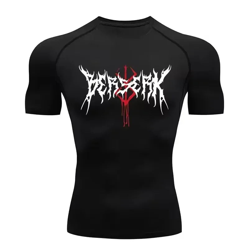 Berserk: Compression T-shirt Men Elastic Tight Sportswear Short-sleeved Gym Bodybuilding Quick-drying Sweatshirt Top S-3XL
