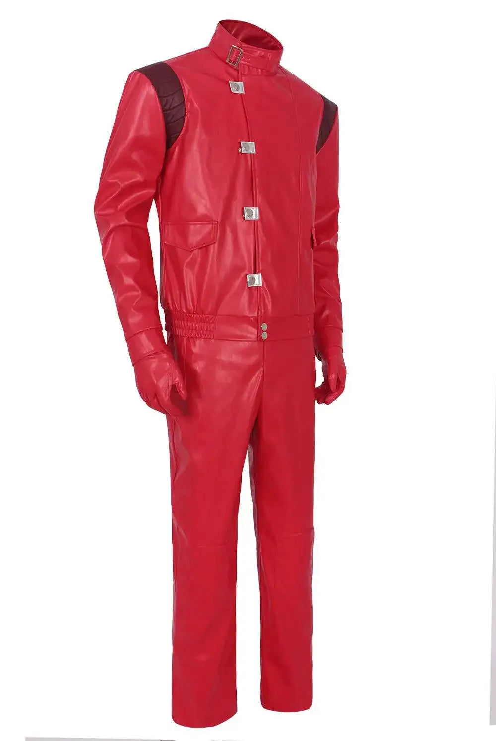 Akira: Shotaro Kaneda Men Cosplay Costume Capsule Embroidered Red Leather Biker Jacket Halloween Party Full Set Outfit
