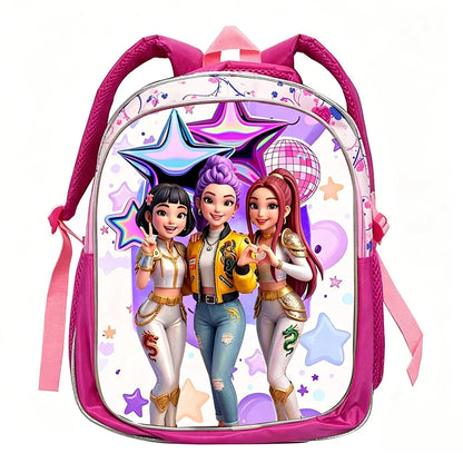 KPop Demon Hunters: School Bags Rumi Mira Zoey HUNTR/X Saja Backpacks Lightweight 12inch Pink Mochilas