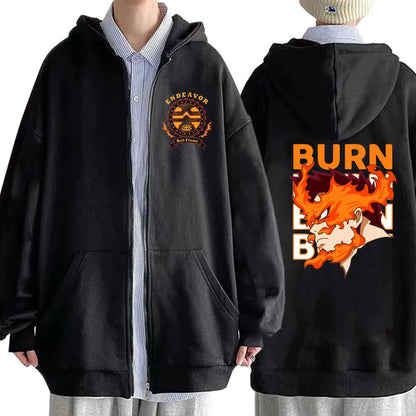 My Hero Academia: Zipper 2022 Harajuku Todoroki Enji Endeavor Gothic Sweatshirt hoodie Long Sleeve Y2K Jacket