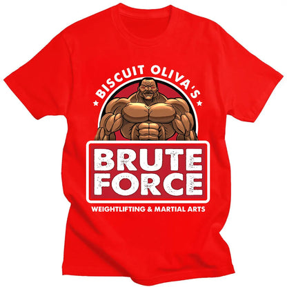 Baki: Biscuit Oliva Brute Force Newest TShirts Grappler Baki Hanma Yujiro Dou Manga Men Harajuku Fabric Streetwear Round Neck T Shirt