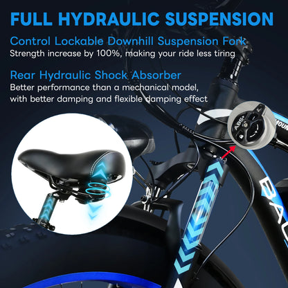 Yowamushi Pedal: Baolujie 2000W Electric Bike with 20AhRemovable Battery 26"×4"Fat Tire Ebike for Adults 35MPH 80MilesElectric Bicycles