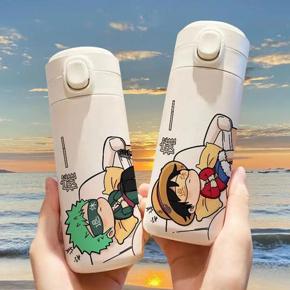 One Piece:420Ml New Luffy Thermos Cup Keep Cold and Heat Thermal Water Bottle Temperature Preservation Leak-Proof Vacuum Flask