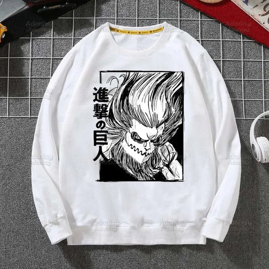 Attack on Titan Fleece Sweatshirts Harajuku Streetwear Autumn Spring Shingeki No Kyojin Anime O Neck Pullover Hoody Mens