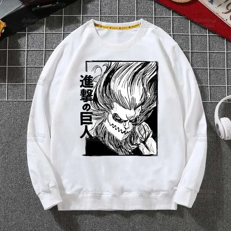 Attack on Titan Fleece Sweatshirts Harajuku Streetwear Autumn Spring Shingeki No Kyojin Anime O Neck Pullover Hoody Mens