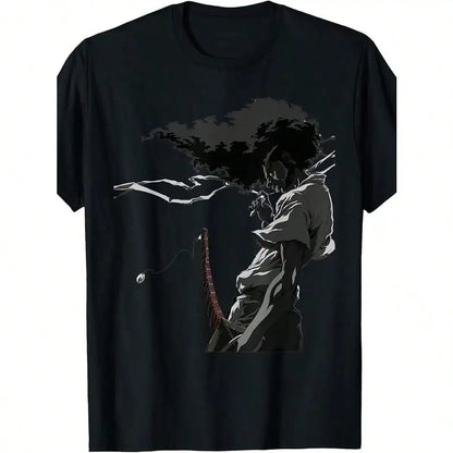 Afro Samurai: 180g The Coolest T-Shirt Crew Neck Short Sleeve Tops Popular Tee Shirt Man Women Casual Tees