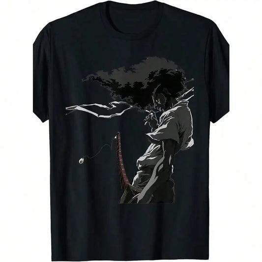 Afro Samurai: 180g The Coolest T-Shirt Crew Neck Short Sleeve Tops Popular Tee Shirt Man Women Casual Tees