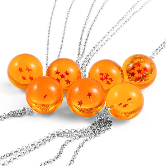 Dragon Ball:Series 1-7 Planet Necklace, Goku Ball Pendant Metal Necklace for Men and Women Cosplay Accessories