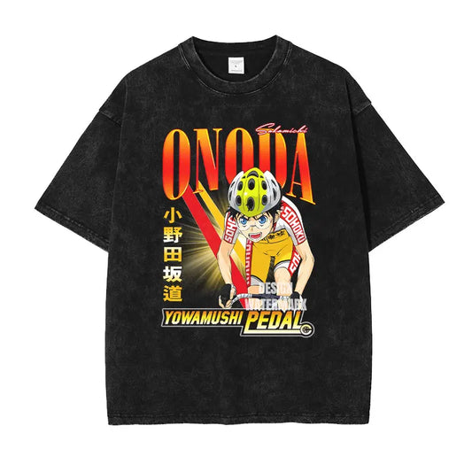 Yowamushi Pedal: T-shirts Oversized Vintage Washed Onoda Sakamichi T Shirt Retro Streetwear Harajuku Tops Tees Man Cotton