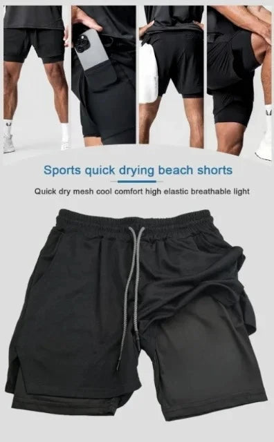 Dragon Ball:  Men's Shorts Double Layer 2-in-1 Shorts Vegeta Japan Anime 2026 Summer Quick-Drying Fake Two-piece Sports Shorts Y2k